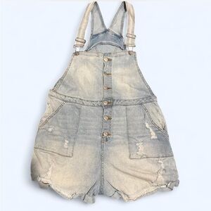 Distressed Denim Overalls